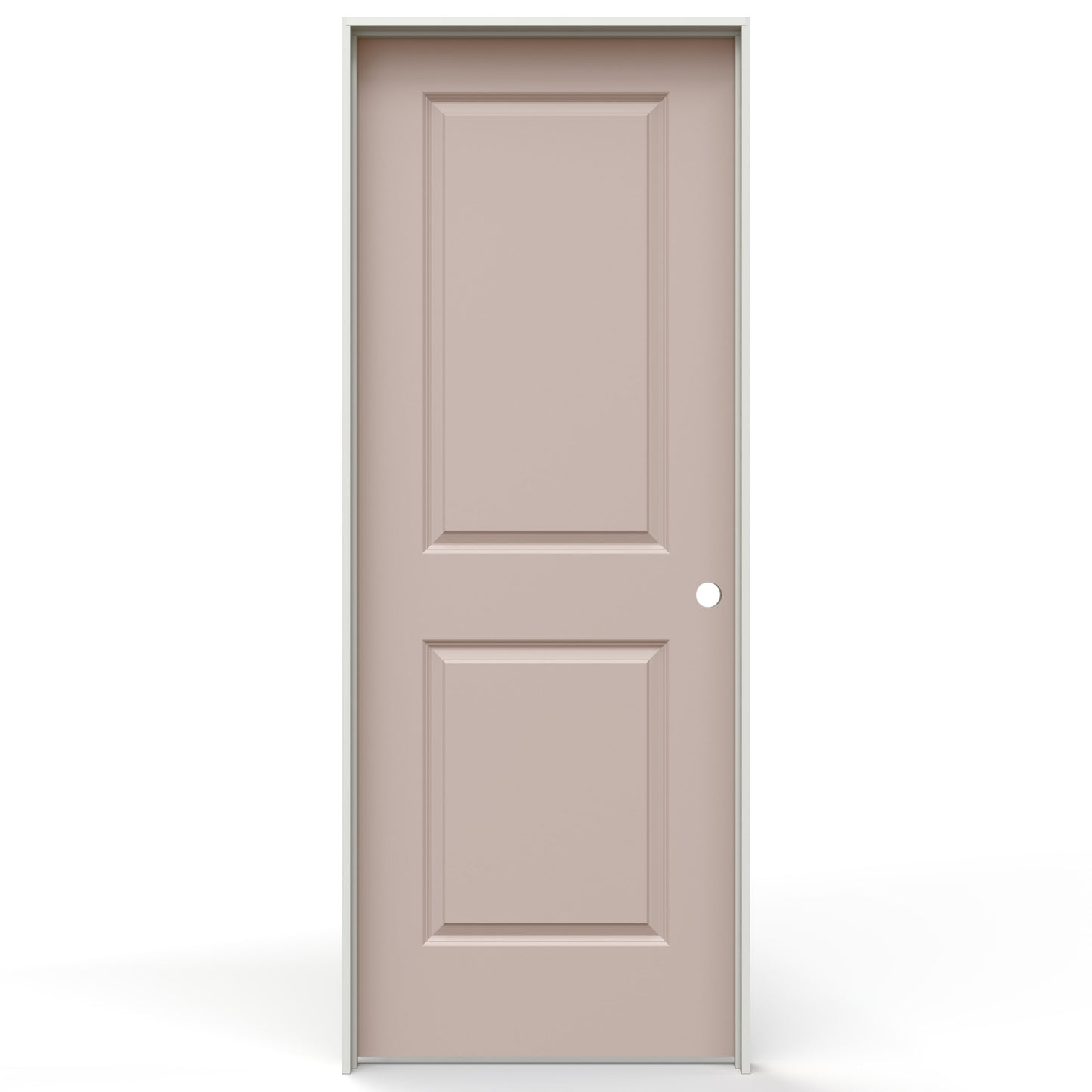 JELD-WEN 30-in x 80-in Blush Silk Solid core 2-panel Left hand Smooth Prefinished Molded composite Flat Jamb Single Prehung Interior Door