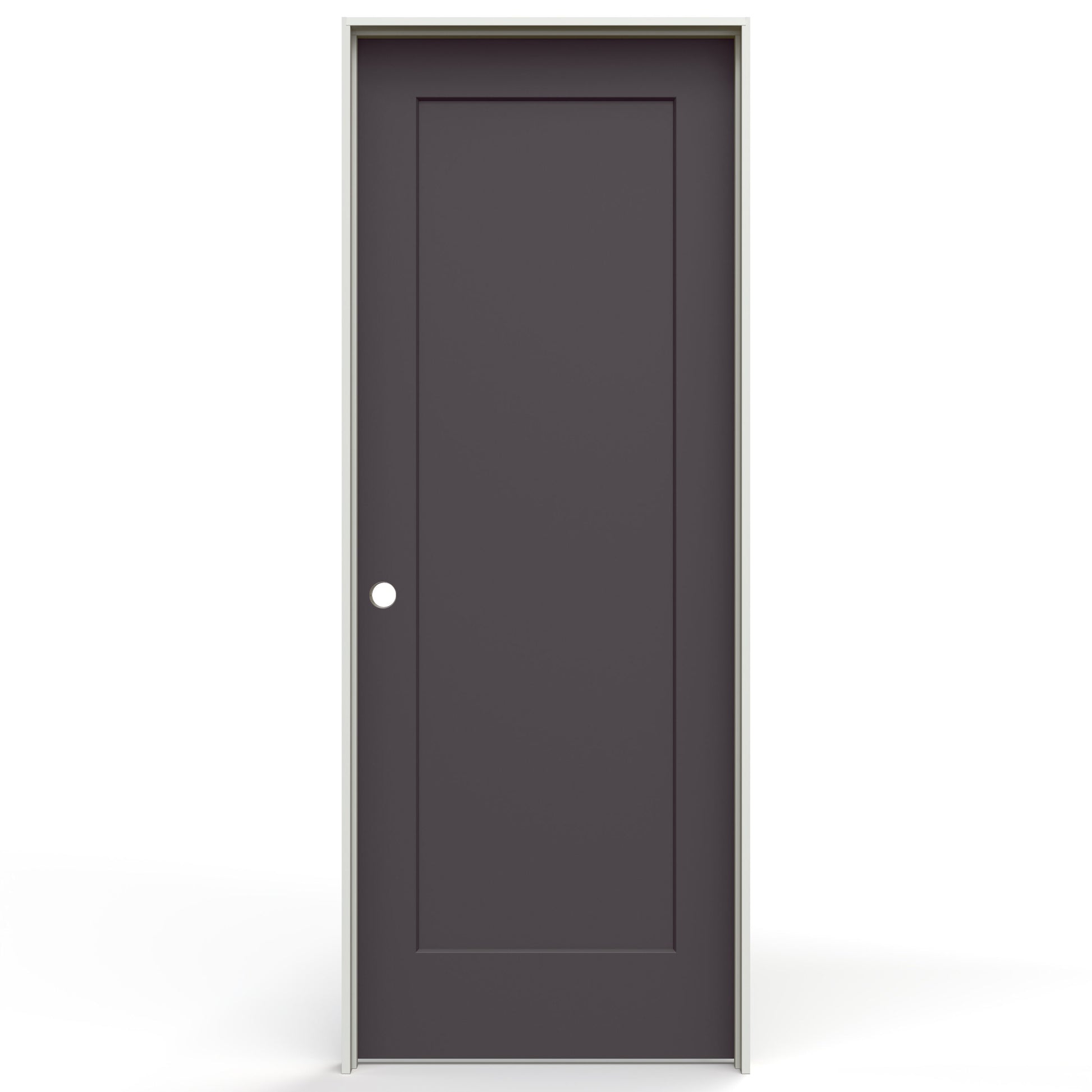 JELD-WEN 30-in x 80-in Fresh Fig Hollow core 1-panel Right hand Smooth Prefinished Molded composite Flat Jamb Single Prehung Interior Door with