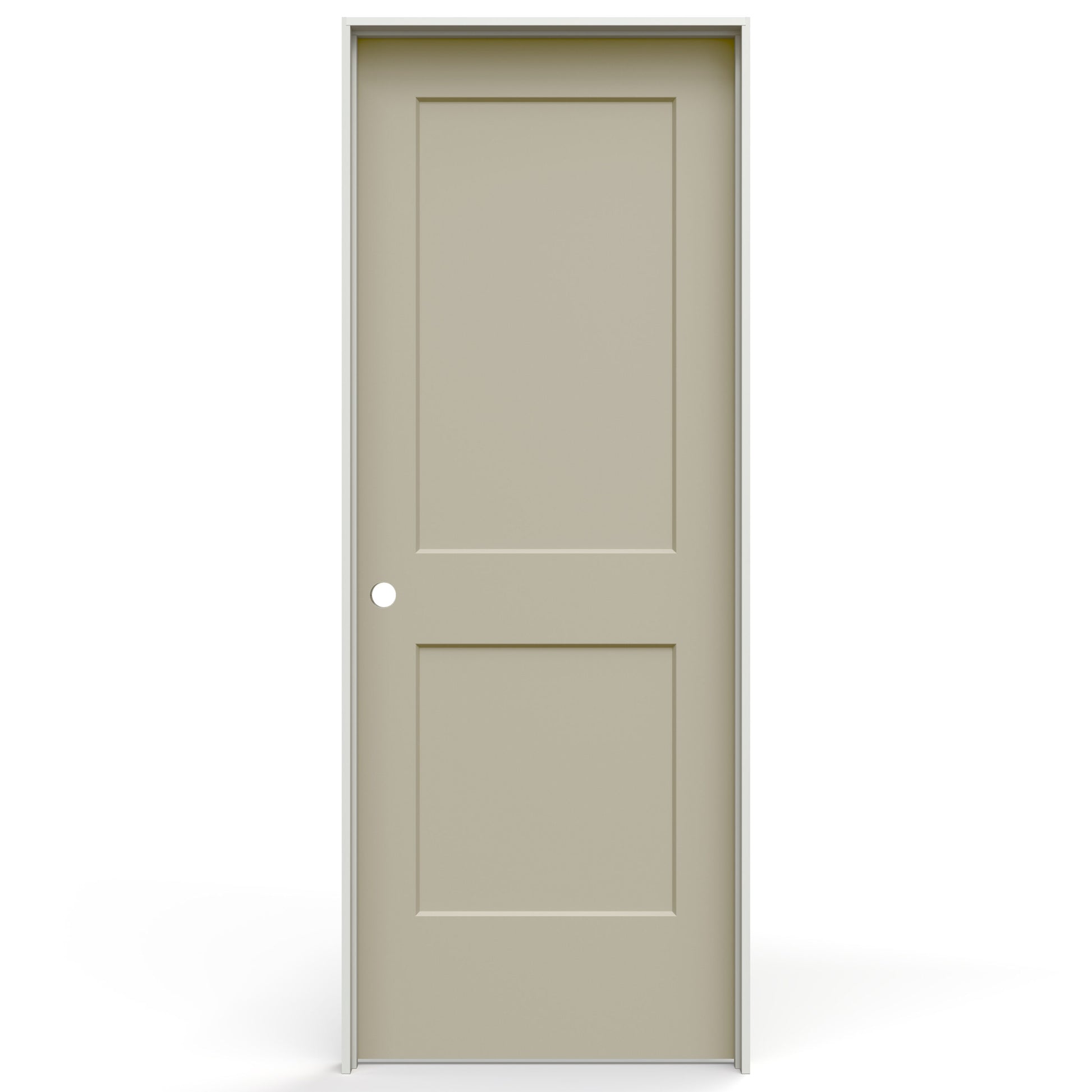 JELD-WEN 30-in x 80-in Desert Sand Hollow core 2-panel Right hand Smooth Prefinished Molded composite Flat Jamb Single Prehung Interior Door with