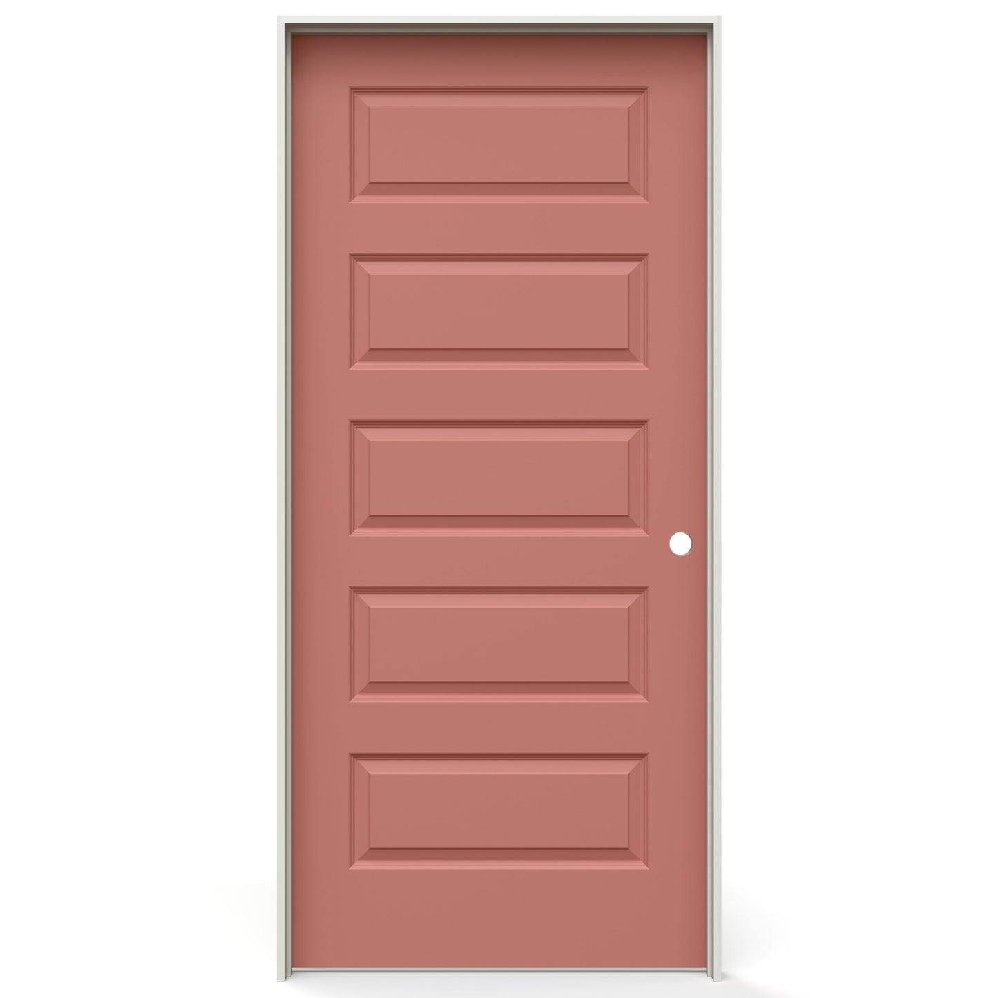 JELD-WEN 32-in x 80-in Sunset Quartz Hollow core 5-panel Left hand Smooth Prefinished Molded composite Flat Jamb Single Prehung Interior Door with