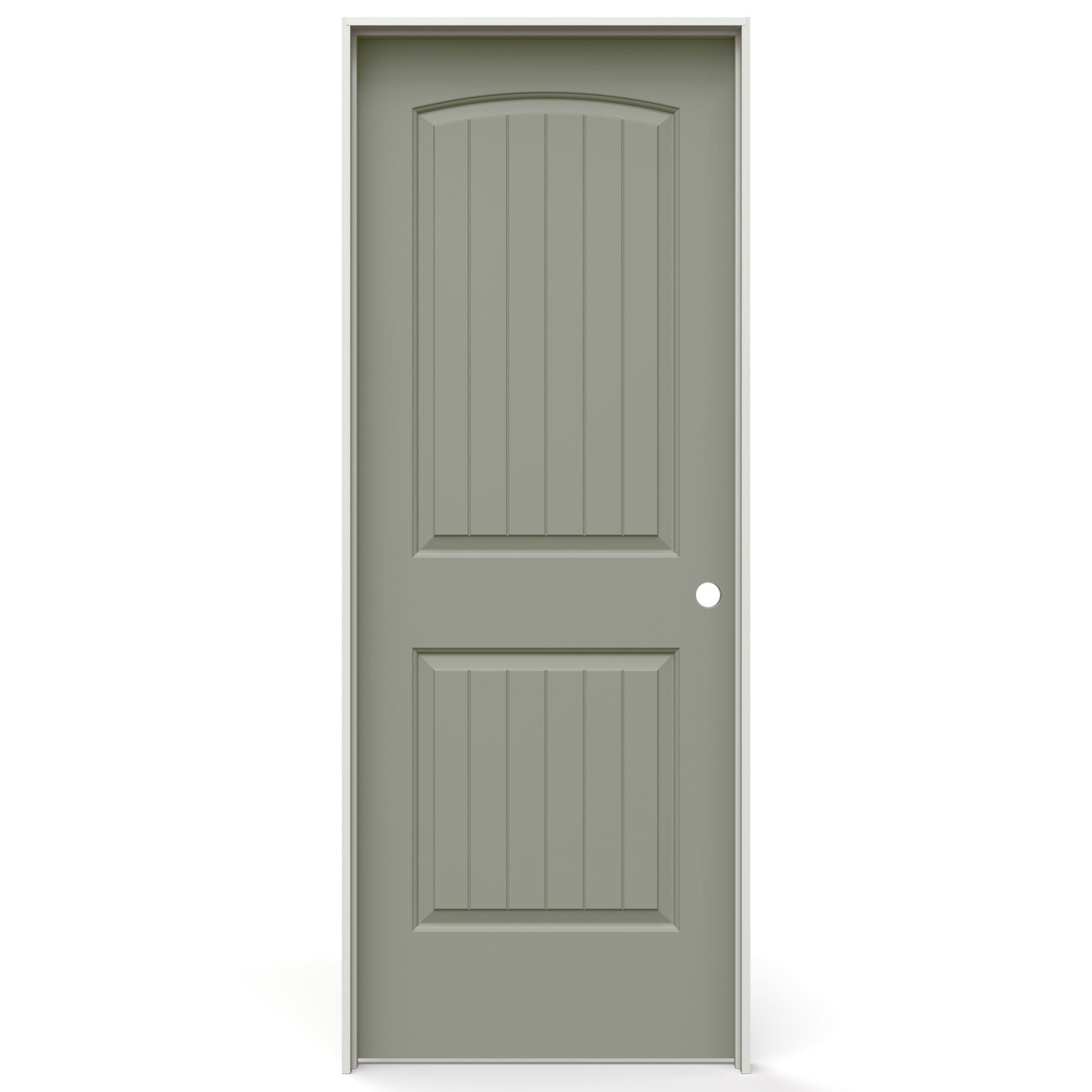 JELD-WEN 30-in x 80-in Organic Gray Solid core 2-panel Left hand Smooth Prefinished Molded composite Flat Jamb Single Prehung Interior Door