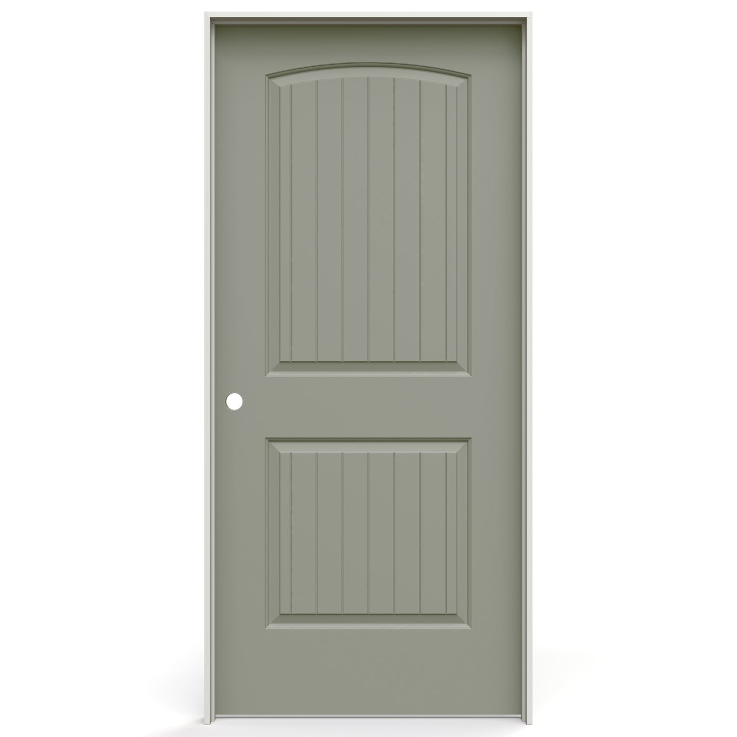 JELD-WEN 36-in x 80-in Organic Gray Solid core 2-panel Right hand Smooth Prefinished Molded composite Flat Jamb Single Prehung Interior Door with