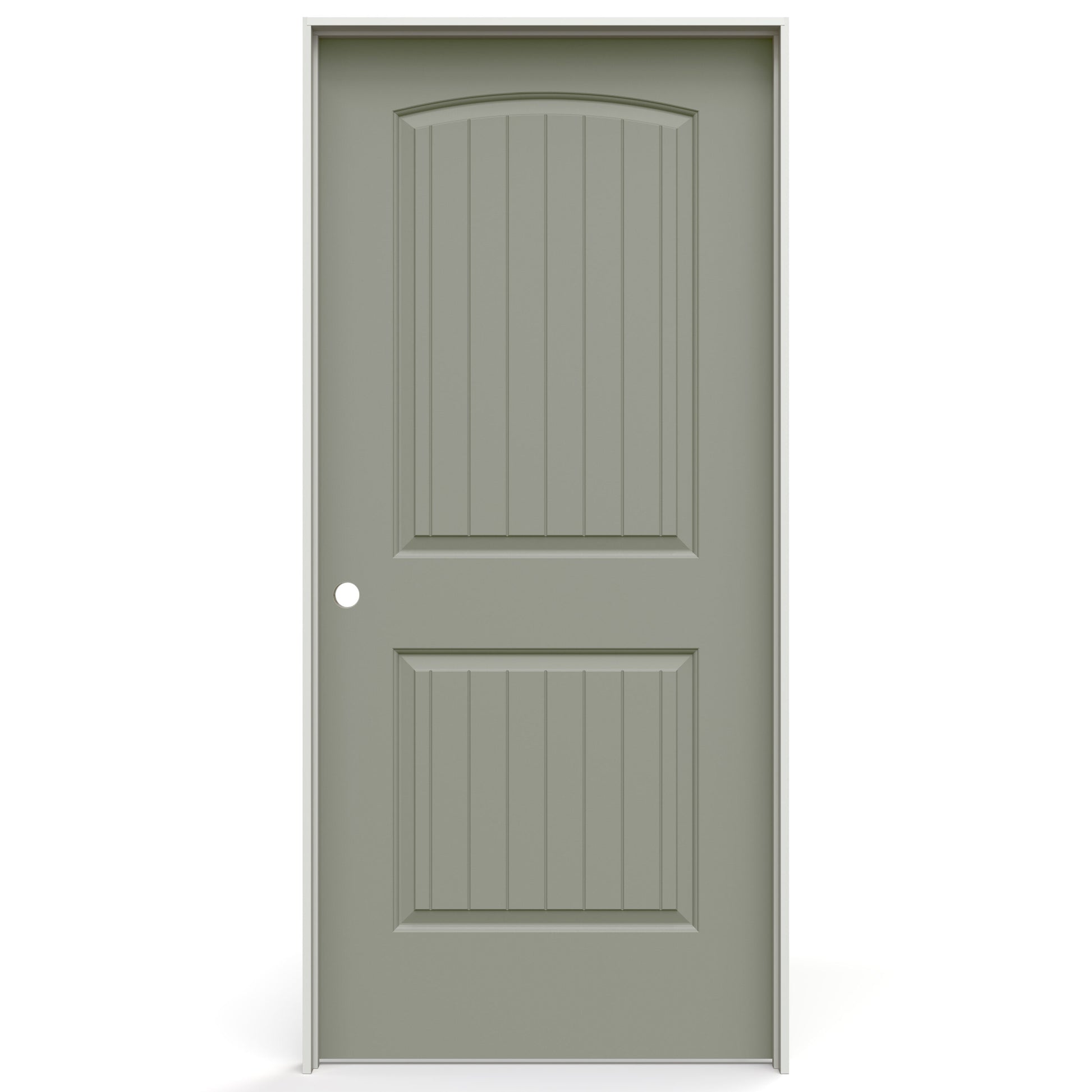 JELD-WEN 36-in x 80-in Organic Gray Solid core 2-panel Right hand Smooth Prefinished Molded composite Flat Jamb Single Prehung Interior Door with
