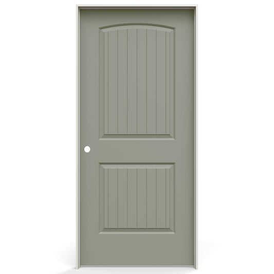JELD-WEN 36-in x 80-in Organic Gray Solid core 2-panel Right hand Smooth Prefinished Molded composite Flat Jamb Single Prehung Interior Door with