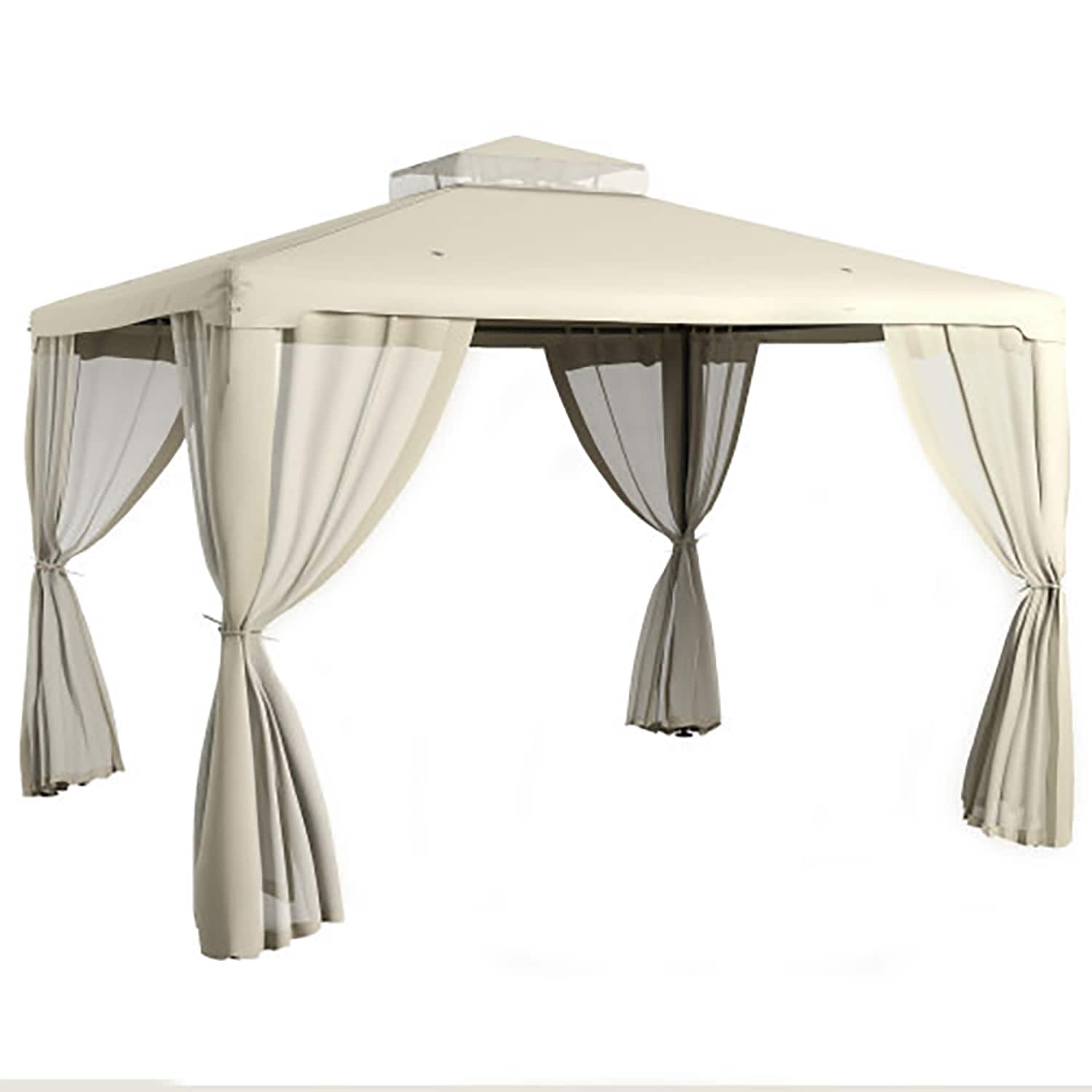 GZMR 9.6-ft x 11.6-ft 9.6' x 11.6' Patio Gazebo Cream White Gazebo with Soft Top Roof (Screen Included)