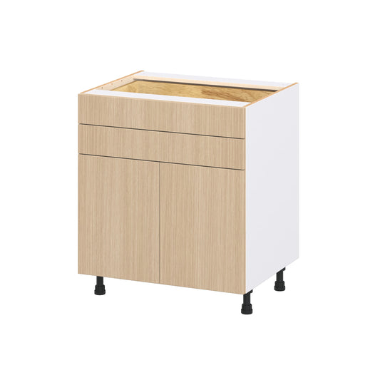 Hugo&Borg Winston 30-in W x 34.5-in H x 24.5-in D Mojavi Oak 2 -Drawers Base Fully Assembled Cabinet Flat Panel Slab