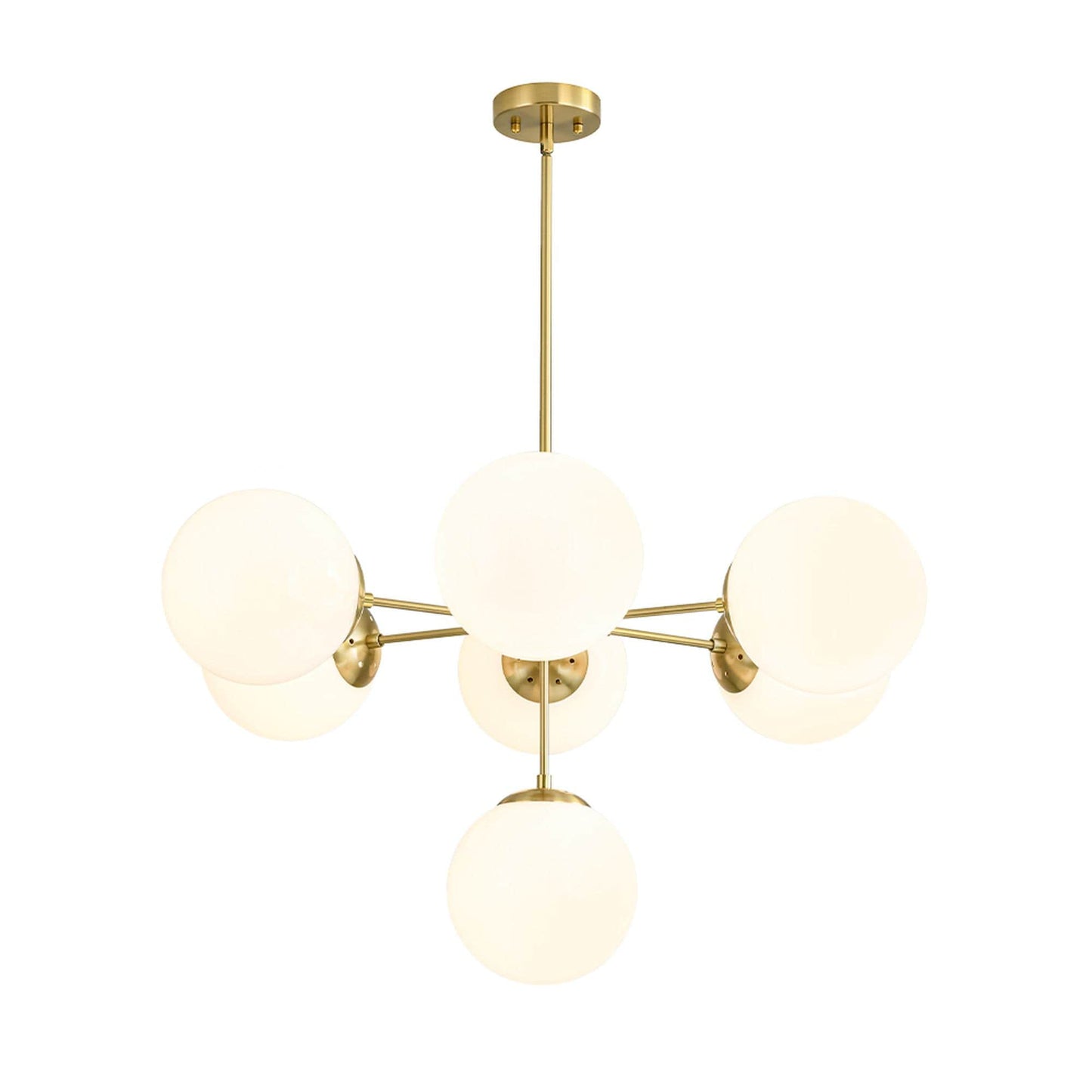 Zicbol 7 -Light Brass Indoor Opal glass Glass Metal Chandelier