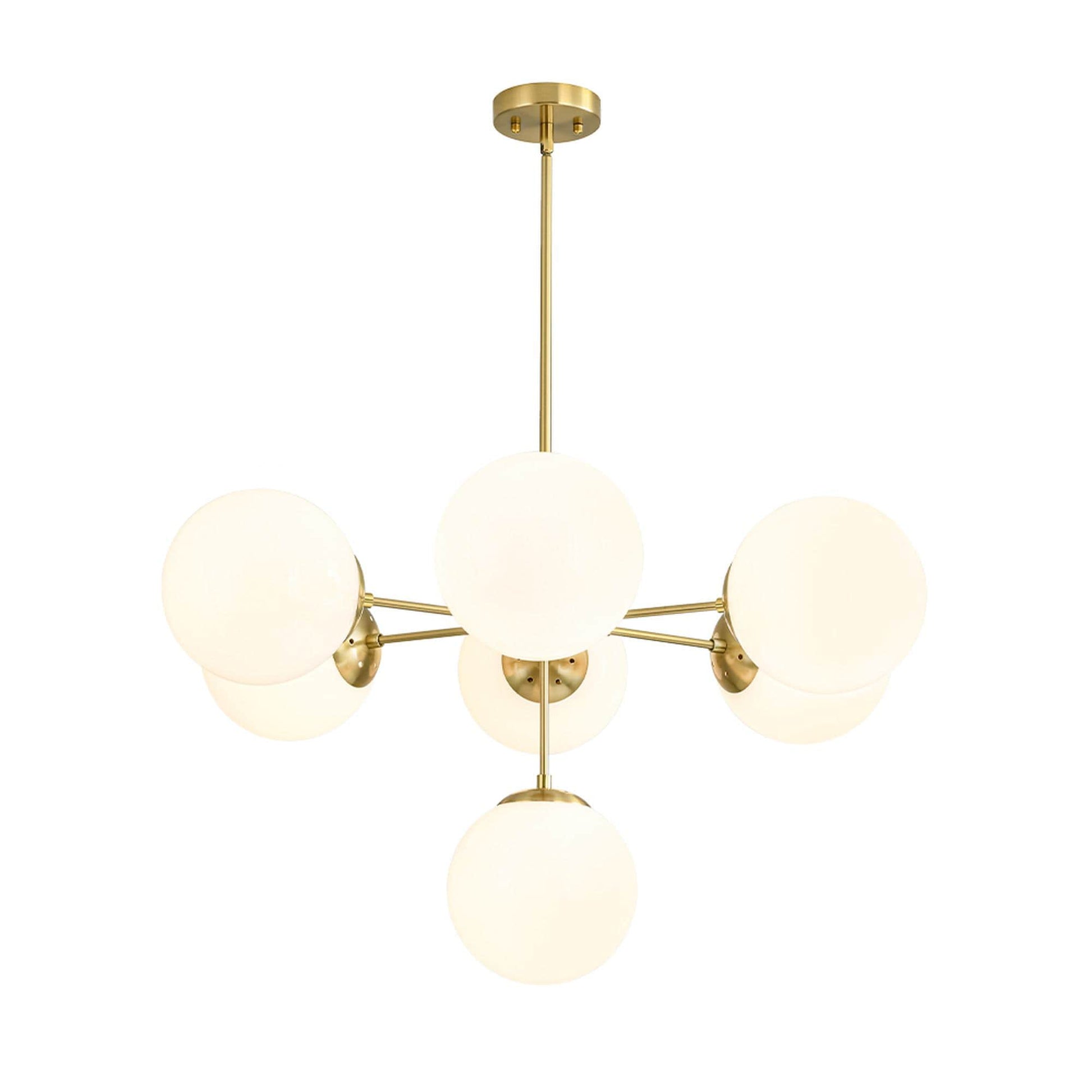 Zicbol 7 -Light Brass Indoor Opal glass Glass Metal Chandelier