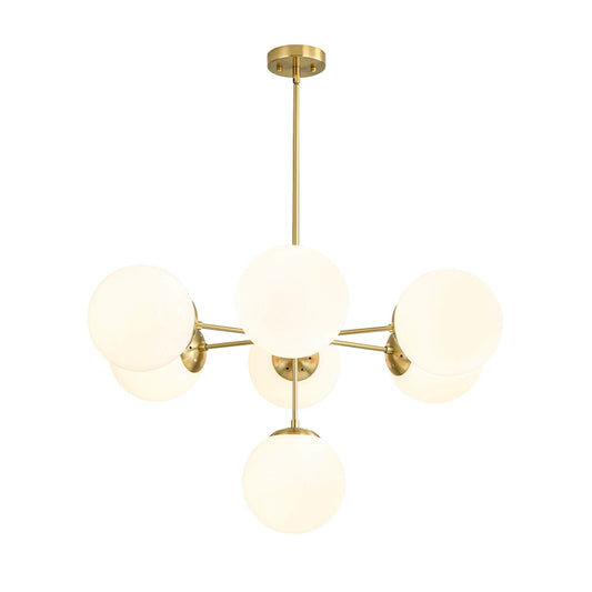 Zicbol 7 -Light Brass Indoor Opal glass Glass Metal Chandelier