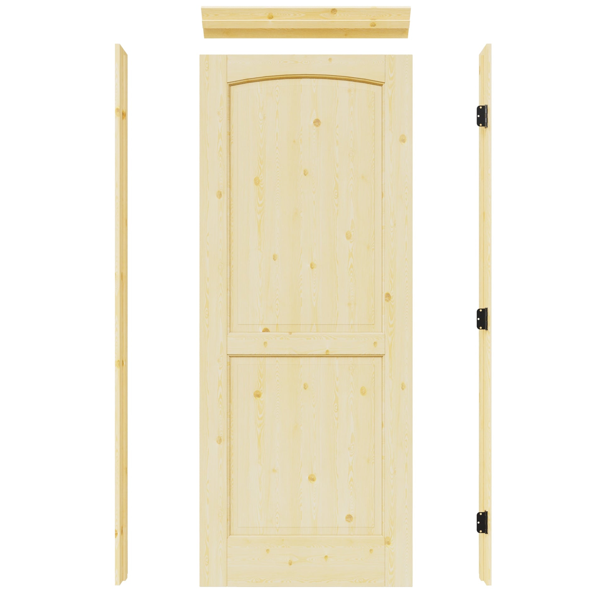 JUJUBON 36-in x 80-in Natural Quickly Assemble Jamb Solid core 2-panel Right hand Textured Unfinished Pine Wood Flat Jamb Single Prehung Interior Door with