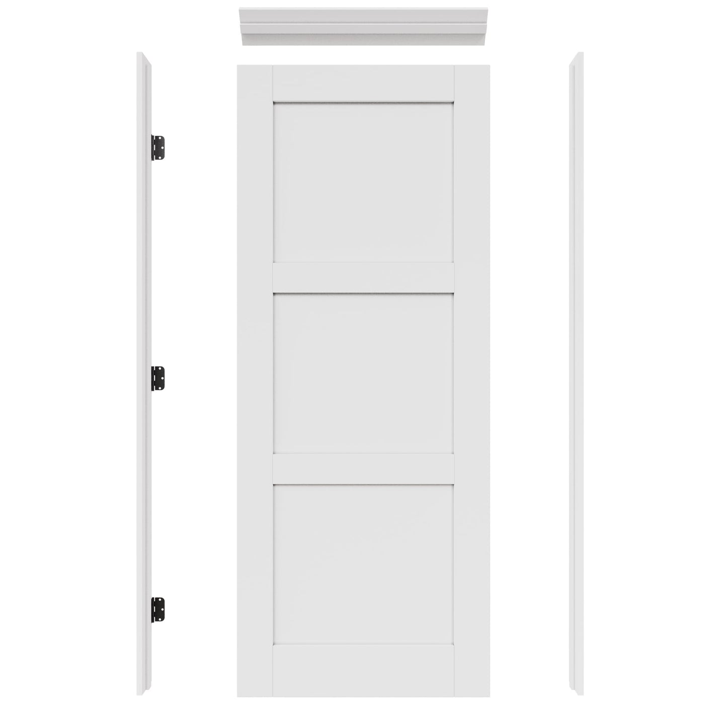 JUJUBON 30-in x 80-in White Quickly Assemble Jamb Solid core 3-panel Left hand Smooth Prefinished MDF Flat Jamb Single Prehung Interior Door with