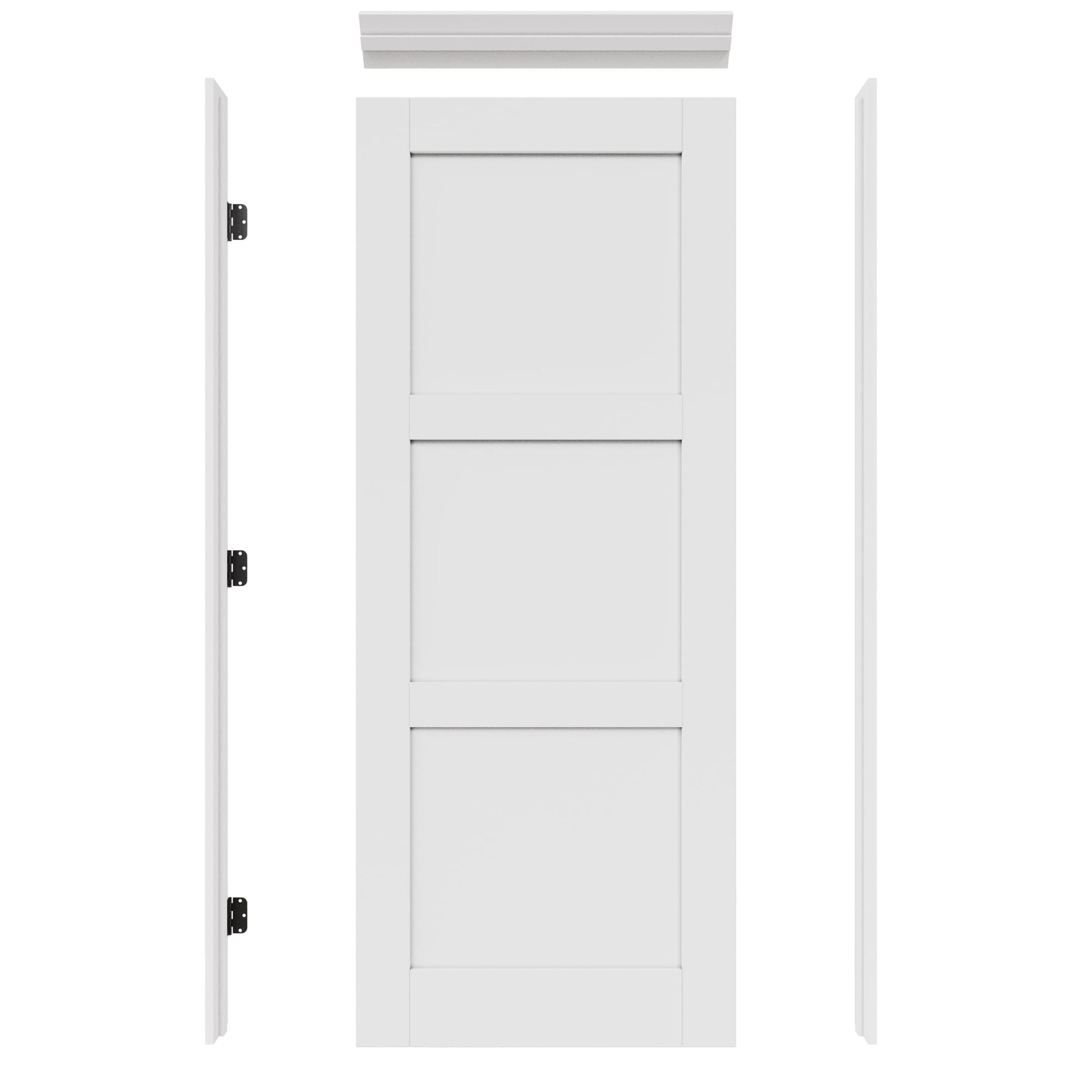 JUJUBON 30-in x 80-in White Quickly Assemble Jamb Solid core 3-panel Left hand Smooth Prefinished MDF Flat Jamb Single Prehung Interior Door with