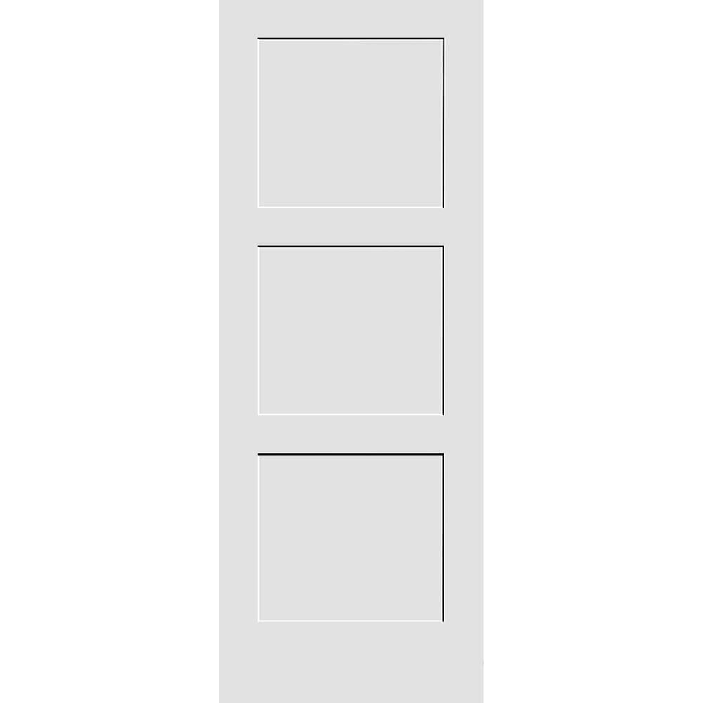 CODEL Doors Shaker Interior Doors 30-in x 80-in White 3-panel Smooth Solid core Primed Pine Wood Slab Door