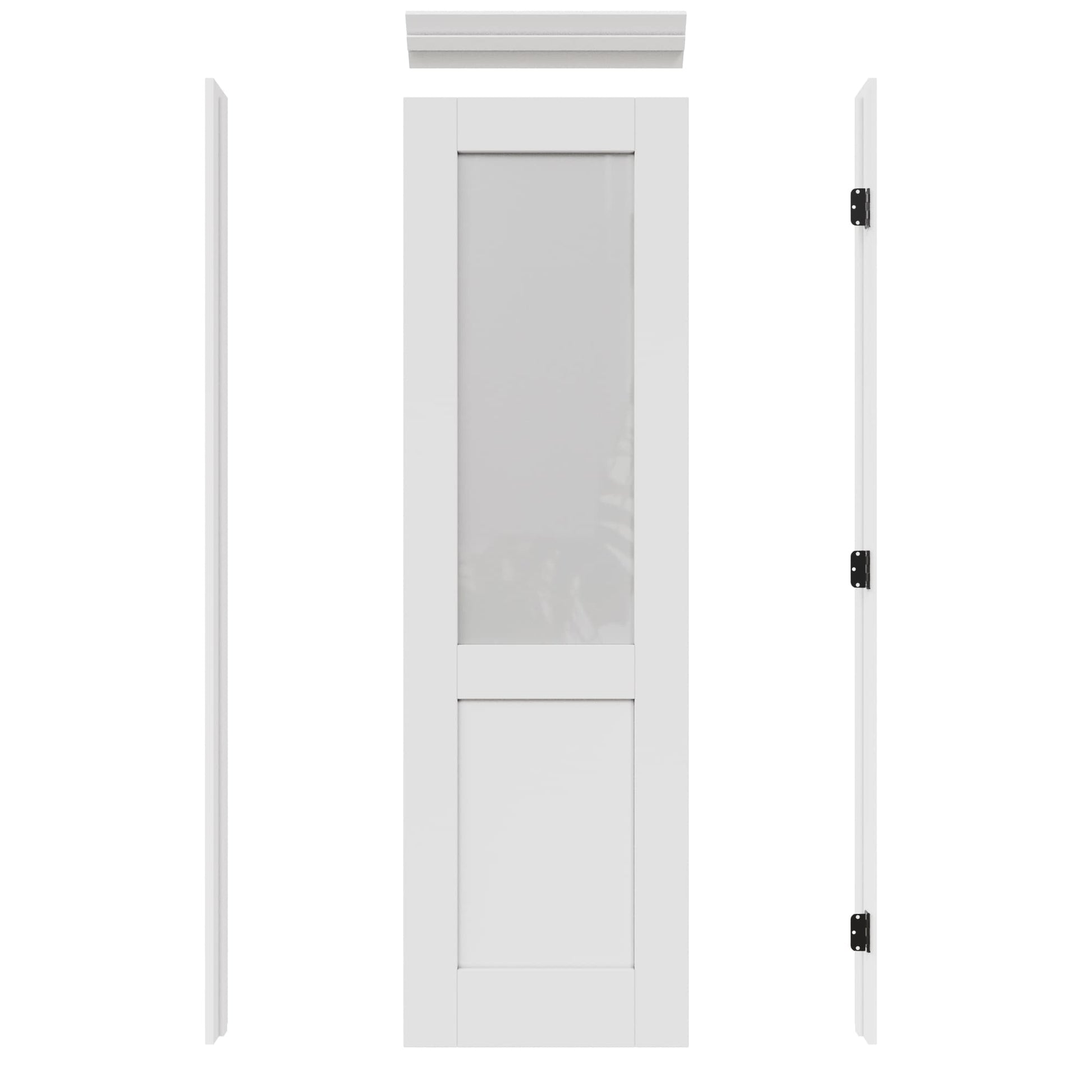 JUJUBON 28-in x 80-in White Quickly Assemble Jamb Solid core 1-panel Frosted glass Right hand Smooth Prefinished MDF Flat Jamb Single Prehung Interior Door with