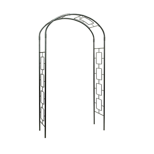 ACHLA Designs 4.58 W x 8.33-ft H Arched Graphite Powder Coated Finish Wrought iron Garden Arbor
