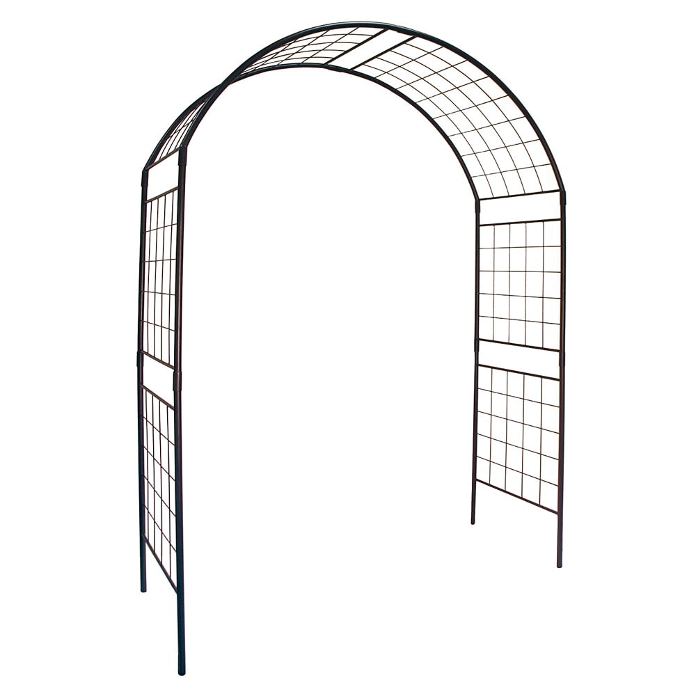 ACHLA Designs 6.83 W x 9.5-ft H Arched Graphite Powder Coated Finish Wrought iron Garden Arbor