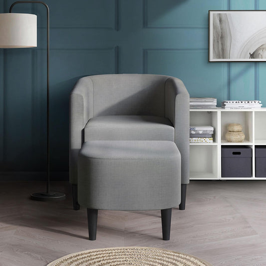 ChaletPosh 24.41-in W Midcentury Light Grey Linen Accent Armchair