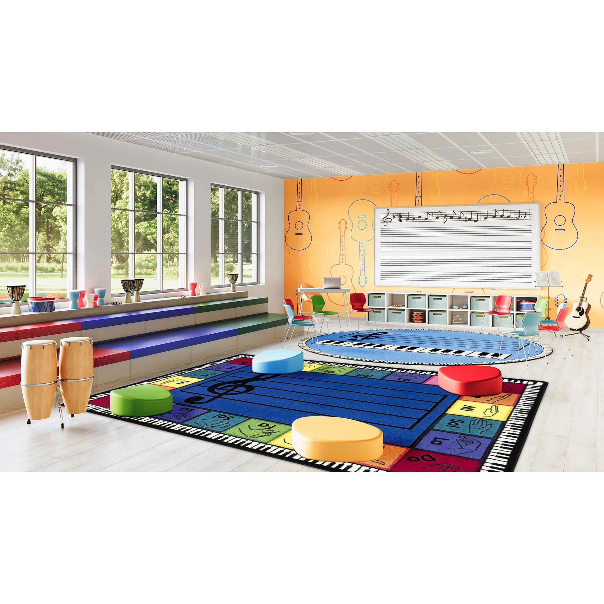 Joy Carpets Pitch Perfect 8 x 11 (ft) Tufted Nylon Multi Rectangular Indoor Spot Clean Only Pet Friendly Area rug