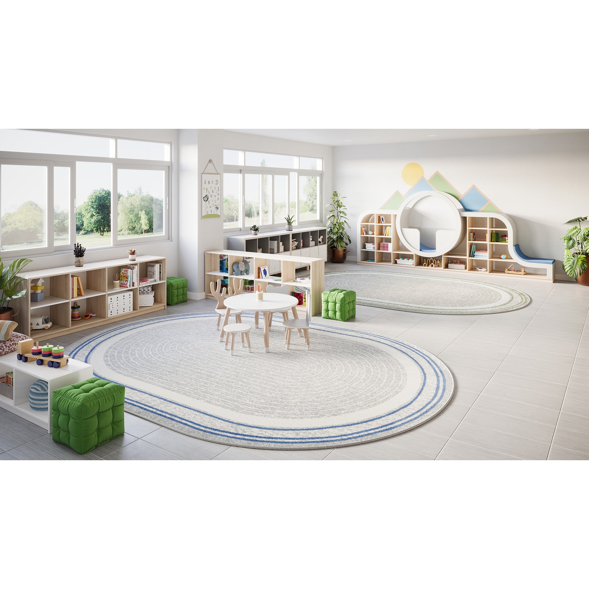 Joy Carpets Cozy Corner 8 x 11 (ft) Tufted Nylon Light Blue Oval Indoor Solid Spot Clean Only Pet Friendly Area rug