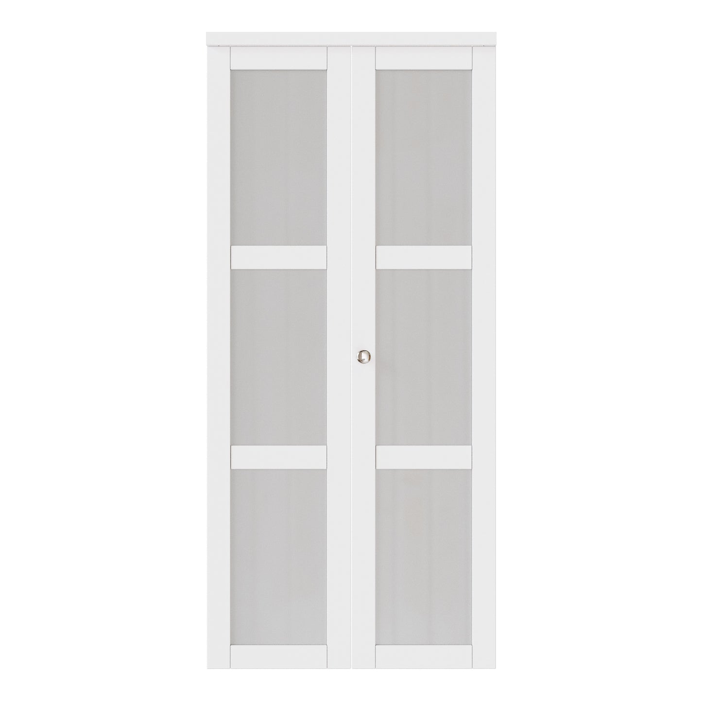 JUJUBON Closet Door 36-in x 80-in White 3-panel Frosted glass Smooth Solid core Prefinished MDF Closet Bifold Door ( Hardware Included )