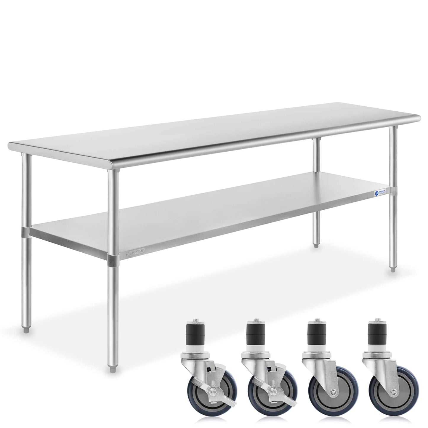 GRIDMANN 60 x 30-in NSF Stainless Steel Prep Table with 4 Casters