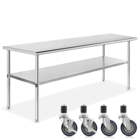 GRIDMANN 60 x 30-in NSF Stainless Steel Prep Table with 4 Casters