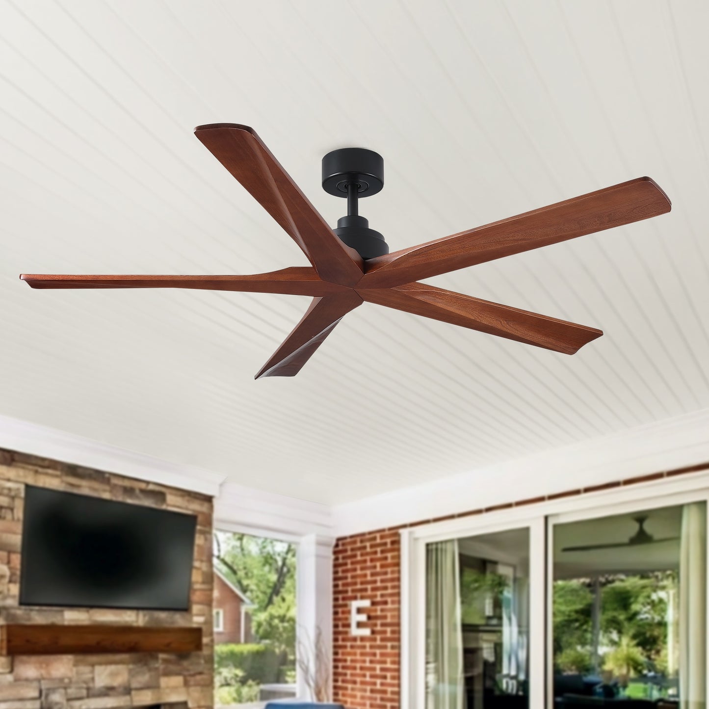 BABOOM 60-in Black with Plywood Blades Ceiling Fan Without Light and Remote Included 5 -Blade