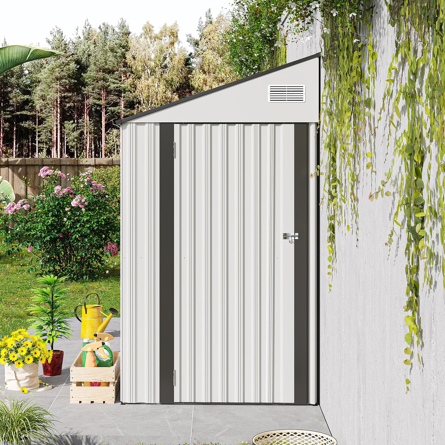 Mondawe 4-ft x 8-ft Galvanized steel Metal Storage Shed