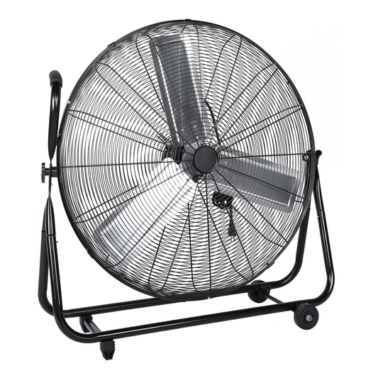 Siavonce 30-in 110 -Volt High Velocity Indoor/Outdoor Black Oscillating Floor Fan Charger Not Included