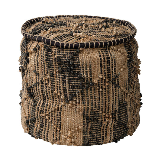 Mercana Riley Eclectic Brown Jute Round Ottoman