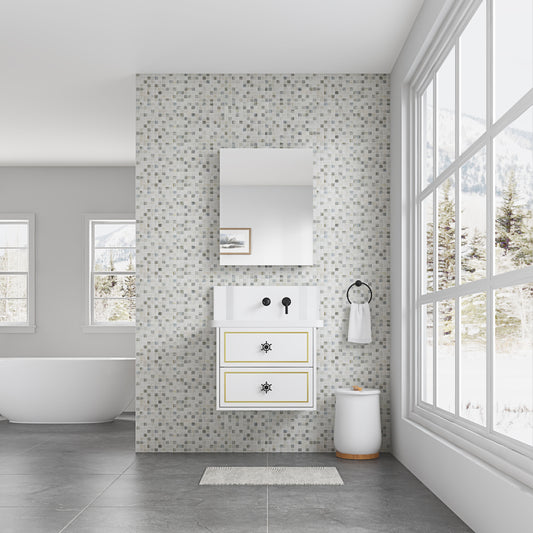 Lycvki Medicine Cabinet 24-in x 30-in x 4.8-in White Soft Close Bathroom Wall Cabinet