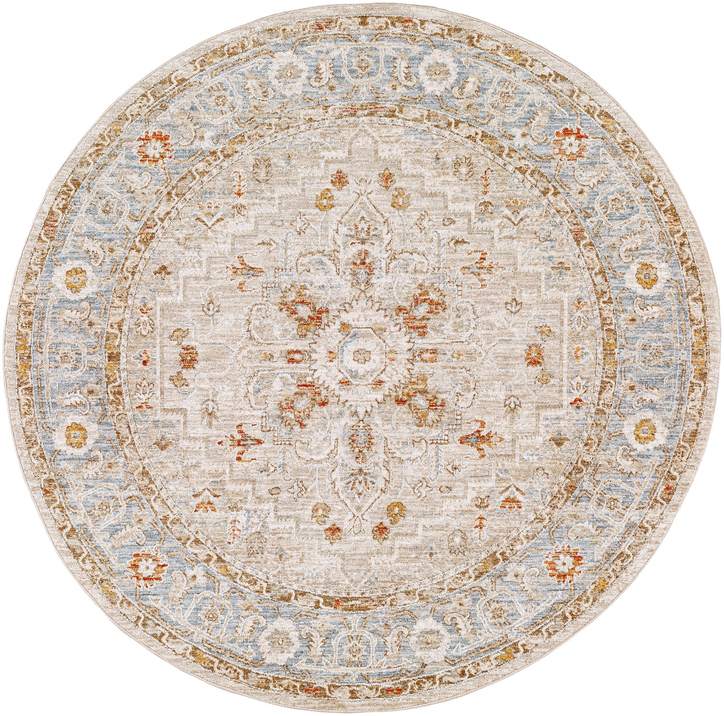 Surya Avant Garde 5 x 5 (ft) Flatweave Polyester Sage/Cream Round Indoor Medallion Oriental Spot Clean Only Pet Friendly Area rug