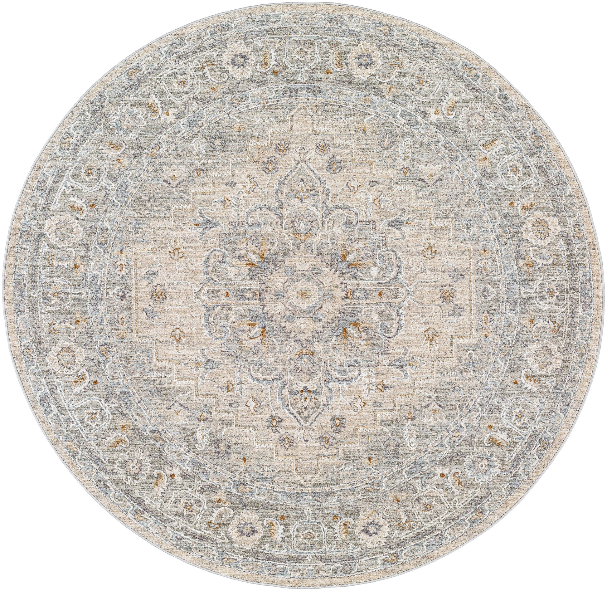 Surya Avant Garde 5 x 5 (ft) Flatweave Polyester Gray Round Indoor Medallion Oriental Spot Clean Only Pet Friendly Area rug