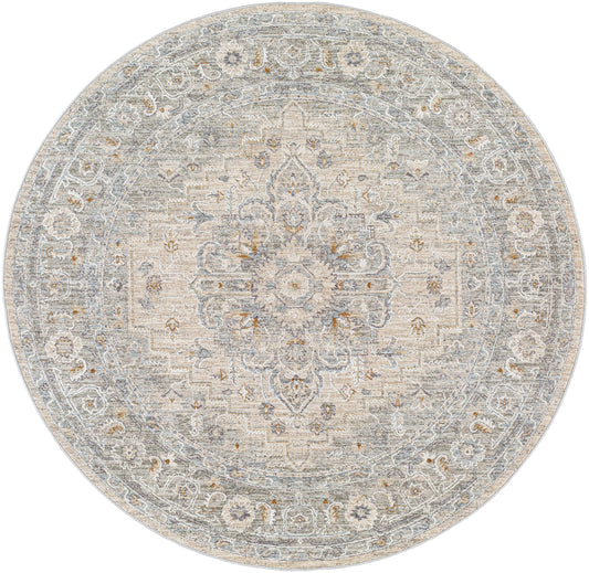 Surya Avant Garde 5 x 5 (ft) Flatweave Polyester Gray Round Indoor Medallion Oriental Spot Clean Only Pet Friendly Area rug