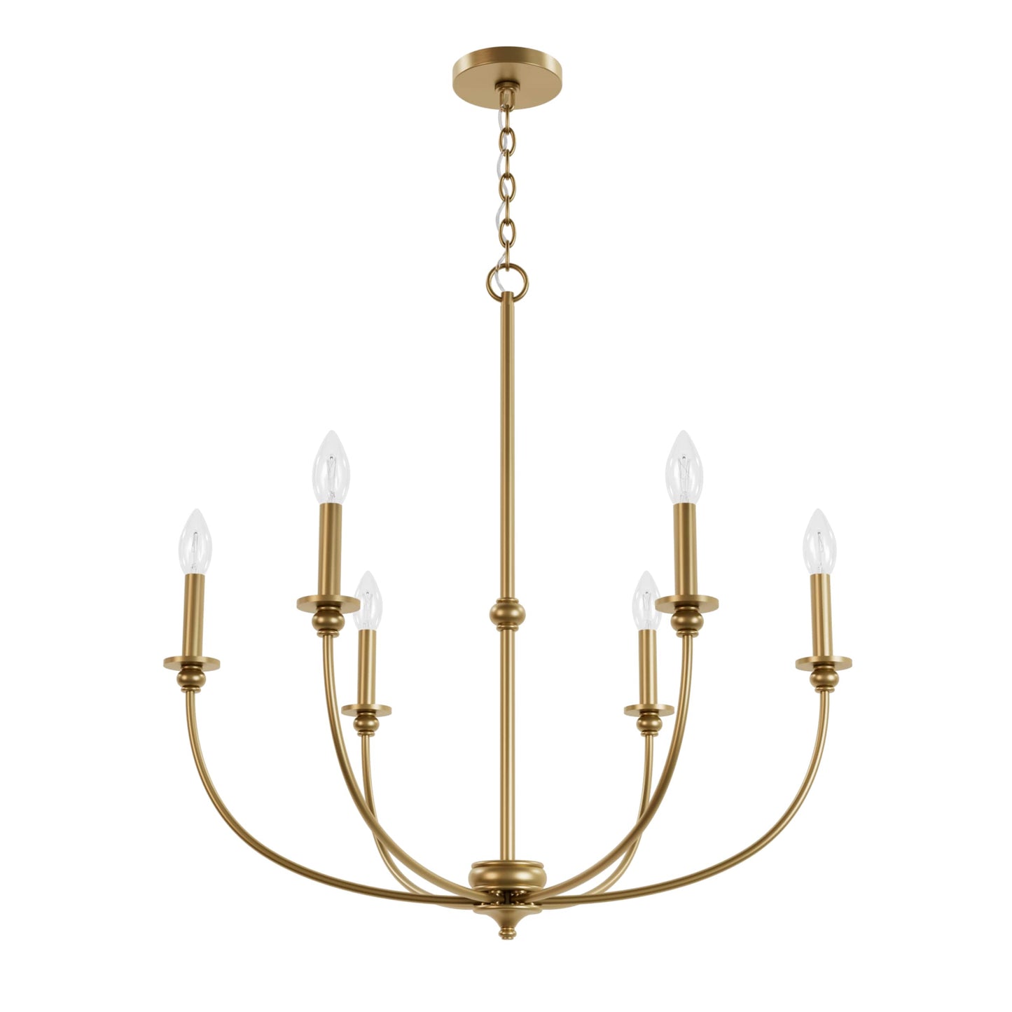 Hunter Jasmine Roth Southcrest 6 -Light Satin Gold Metal Chandelier