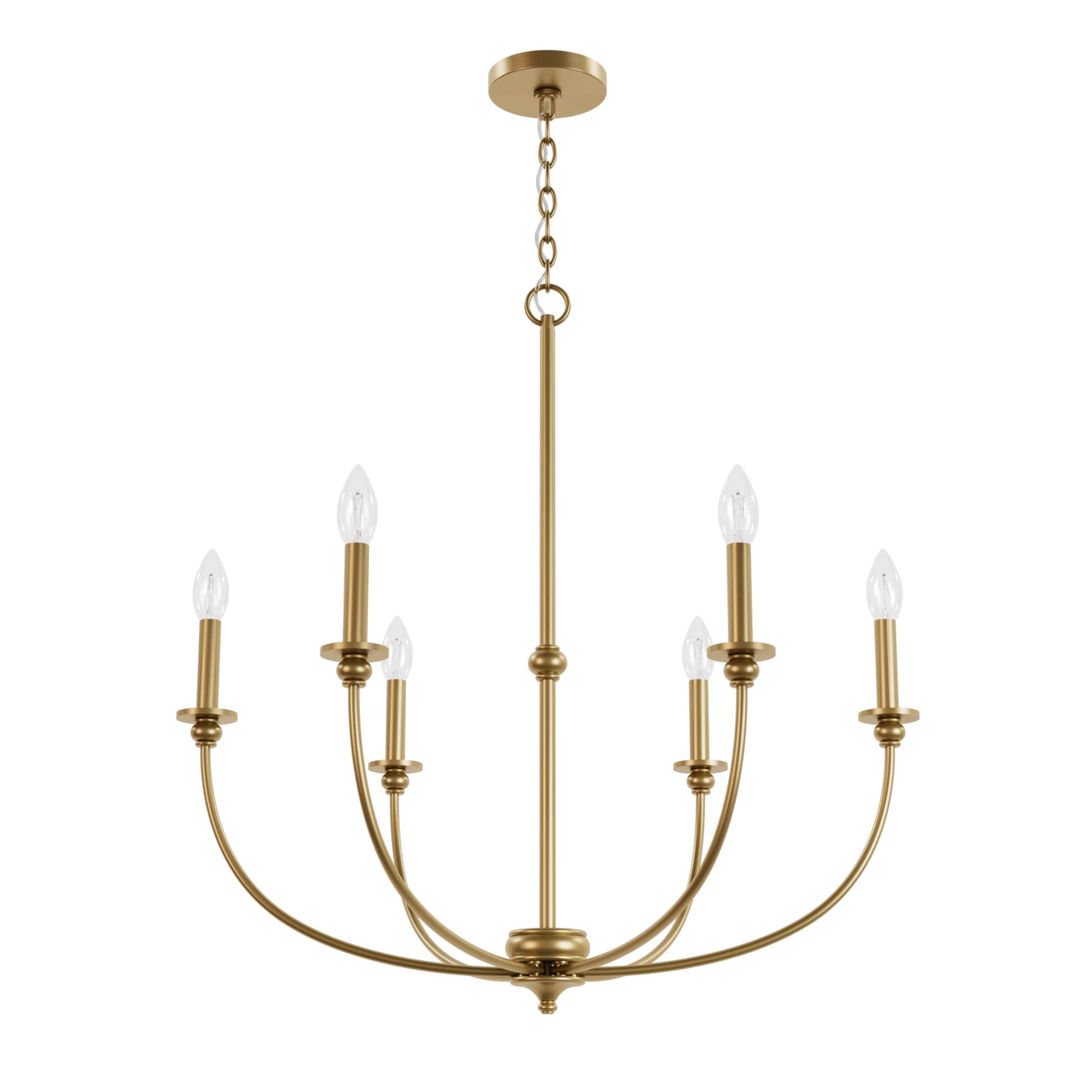 Hunter Jasmine Roth Southcrest 6 -Light Satin Gold Metal Chandelier