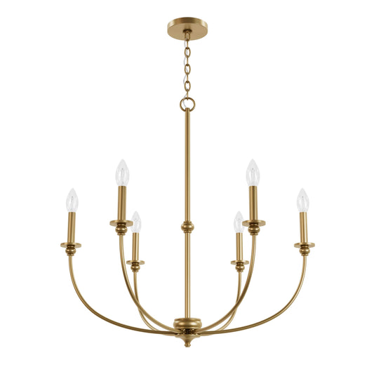 Hunter Jasmine Roth Southcrest 6 -Light Satin Gold Metal Chandelier