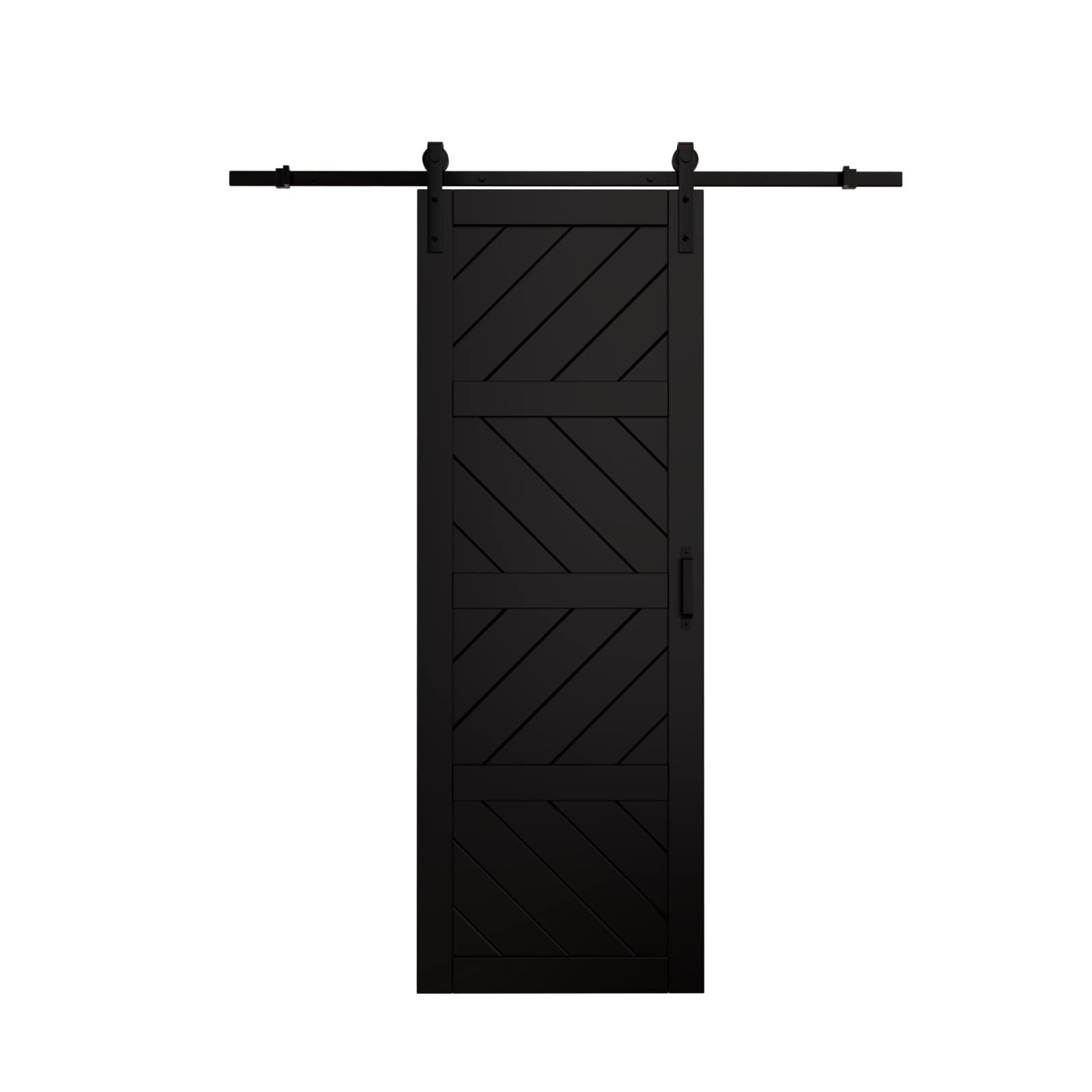 JUJUBON 30-in x 84-in Black Non-standard MDF Solid core Single Barn Door (Hardware Included)