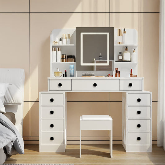 GZMR 46-in White Makeup Vanity