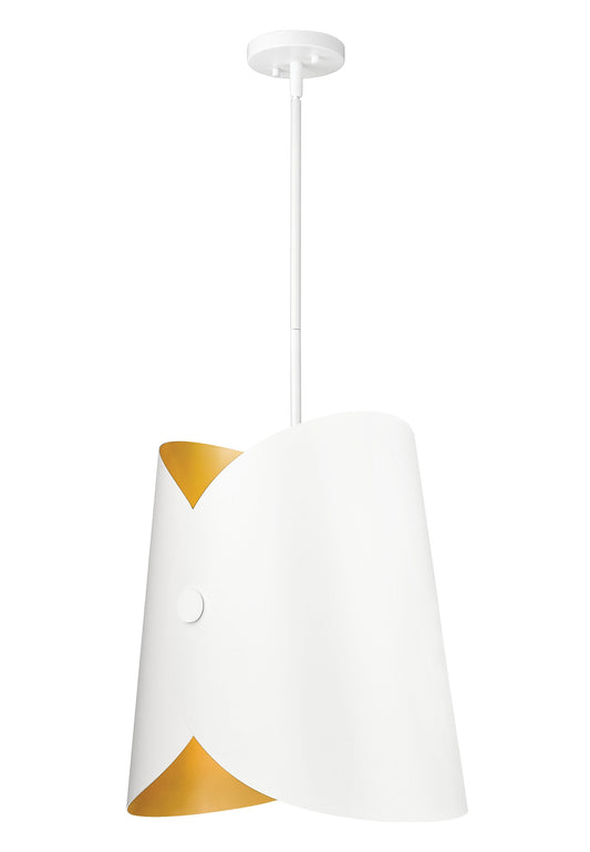 Z-Lite Salone 1 -Light Matte White Transitional Metal Geometric Indoor Hanging Pendant Light
