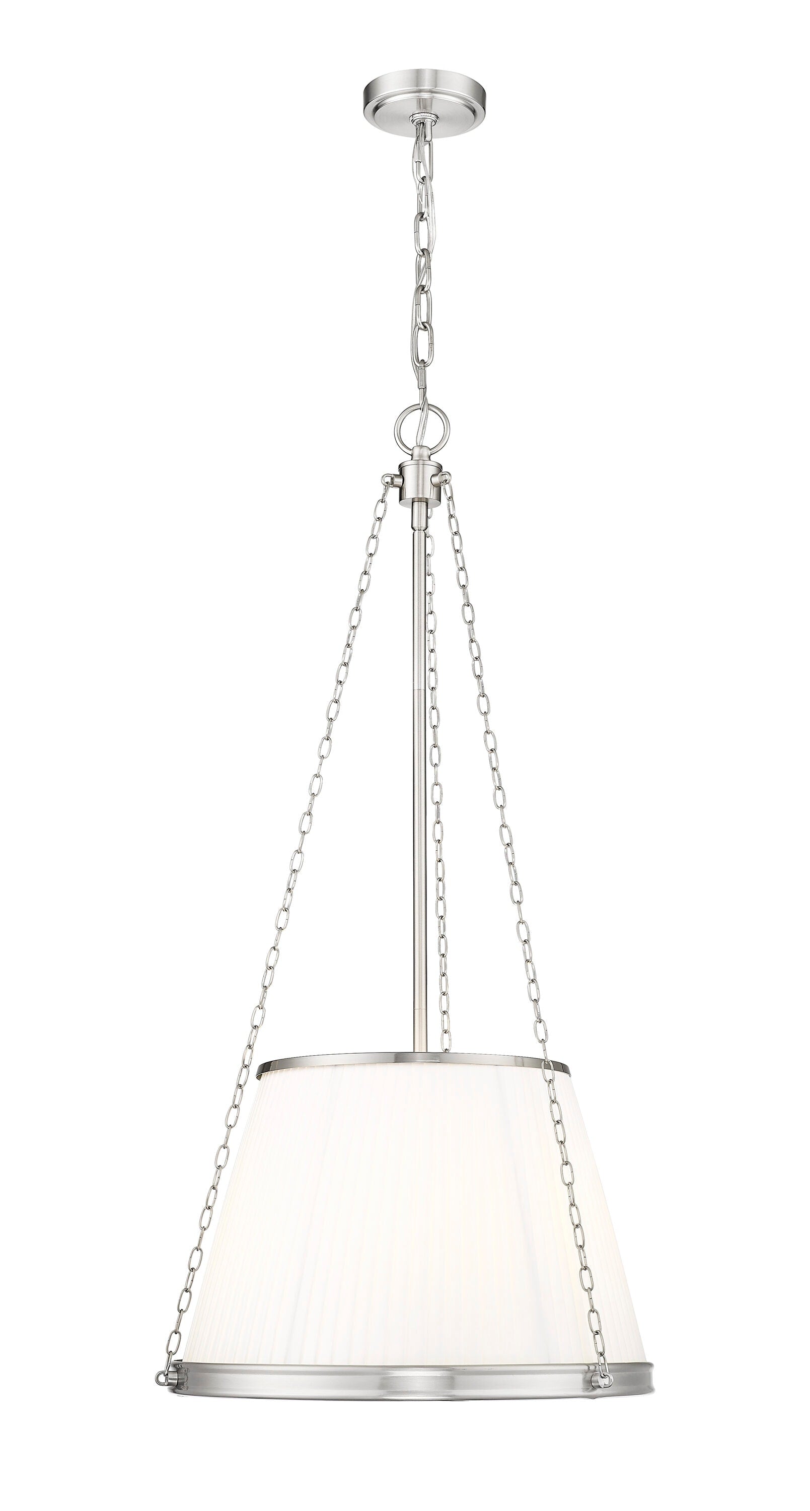 Z-Lite Madeline 5 -Light Brushed Nickel Transitional Fabric Cone Indoor Hanging Pendant Light