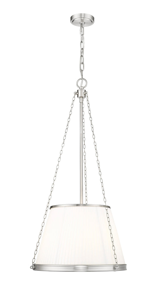 Z-Lite Madeline 5 -Light Brushed Nickel Transitional Fabric Cone Indoor Hanging Pendant Light
