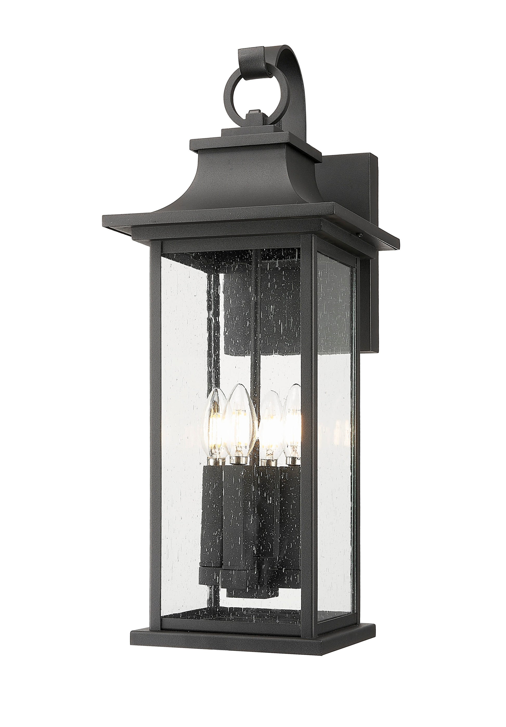 Z-Lite Tiberius 4 -Light 24-in H Black Hardwired Outdoor Wall Light