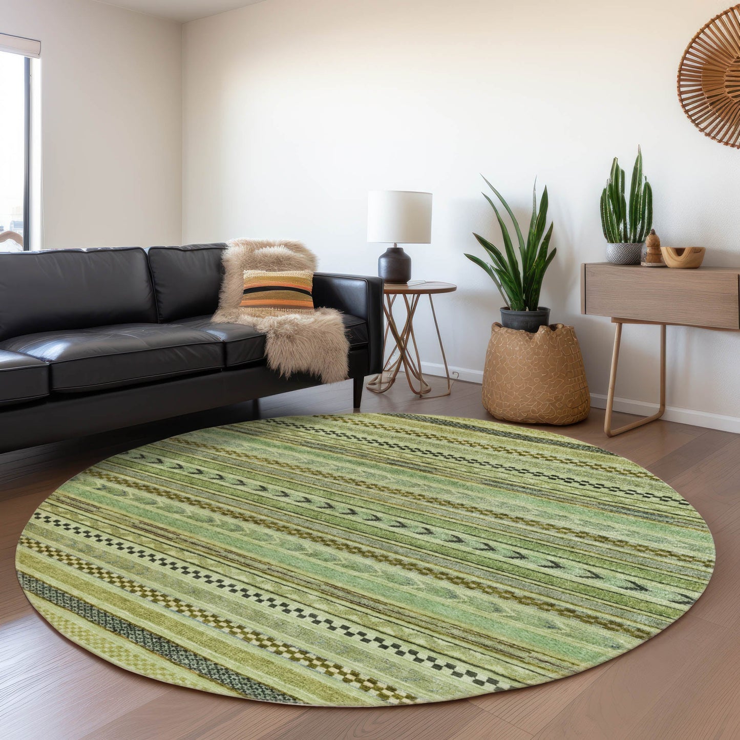 Addison Rugs Chantille ACN1625AL 8 x 8 (ft) Loomed Polyester Aloe Round Indoor/Outdoor Machine washable Pet Friendly Area rug