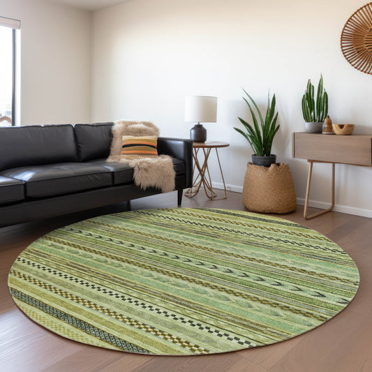Addison Rugs Chantille ACN1625AL 8 x 8 (ft) Loomed Polyester Aloe Round Indoor/Outdoor Machine washable Pet Friendly Area rug
