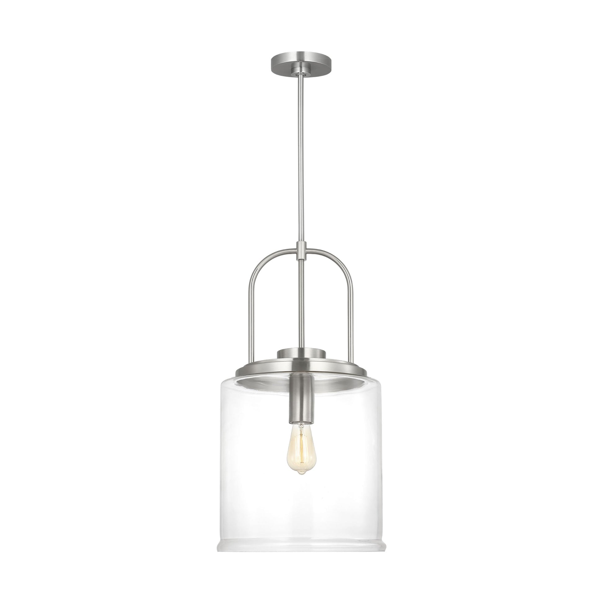 Generation Lighting Anders 1 -Light Brushed Nickel Transitional Clear glass Glass Geometric Medium Indoor Hanging Pendant Light