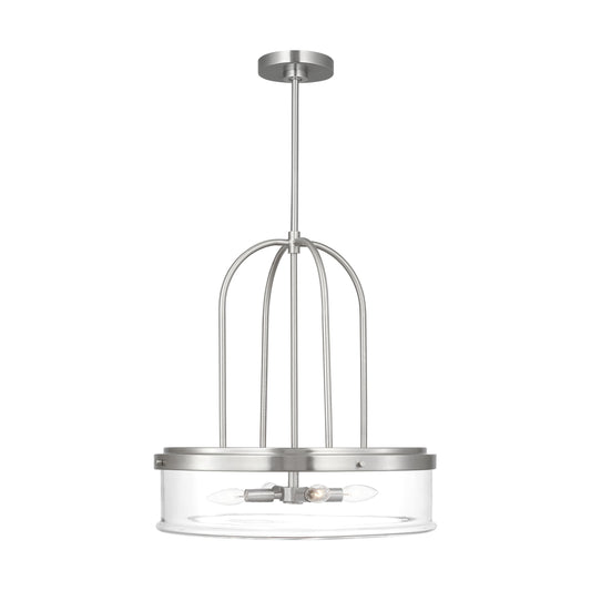 Generation Lighting Anders 4 -Light Brushed Nickel Transitional Clear glass Geometric Large Hanging Pendant light