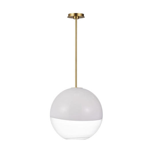 Generation Lighting Torian 1 -Light Burnished Brass Modern/contemporary White glass Geometric Medium Hanging Pendant light