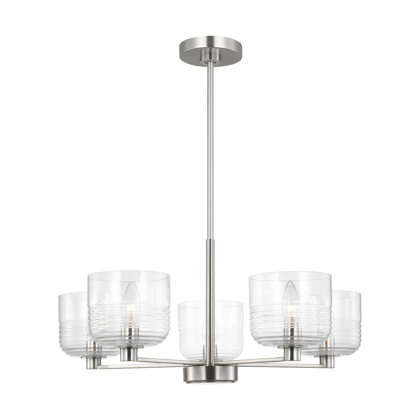 Scott Living Lochdale 5 -Light Brushed Nickel Indoor Ribbed glass Glass Steel Chandelier