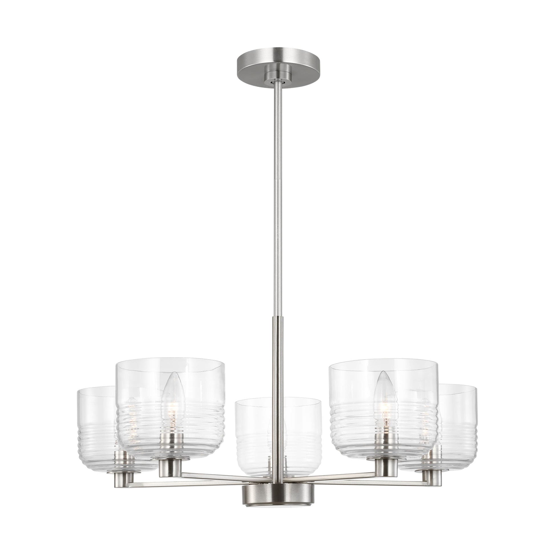 Scott Living Lochdale 5 -Light Brushed Nickel Indoor Ribbed glass Glass Steel Chandelier
